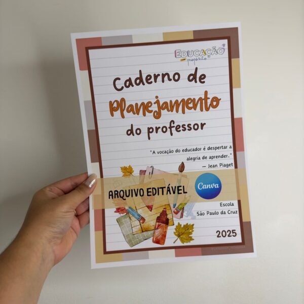 Capas de caderno de planejamento para professores 2025