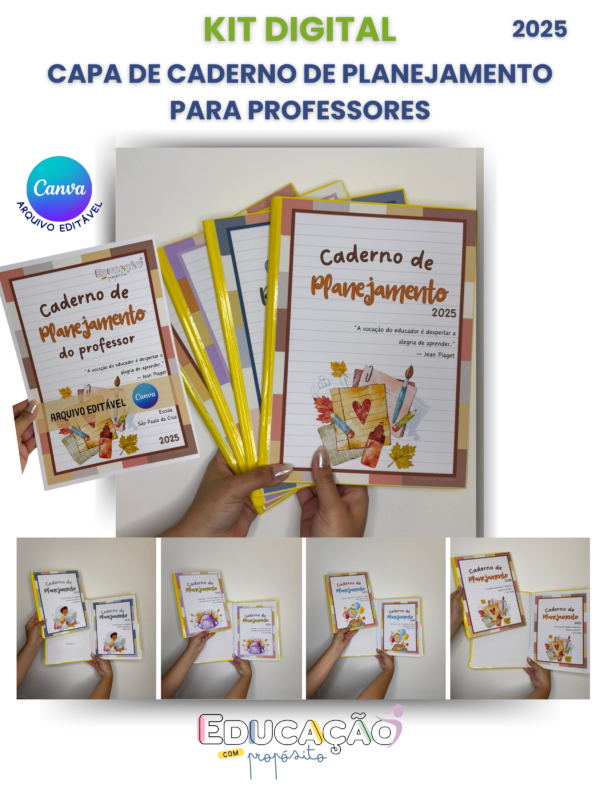 Capas de caderno de planejamento para professores 2025