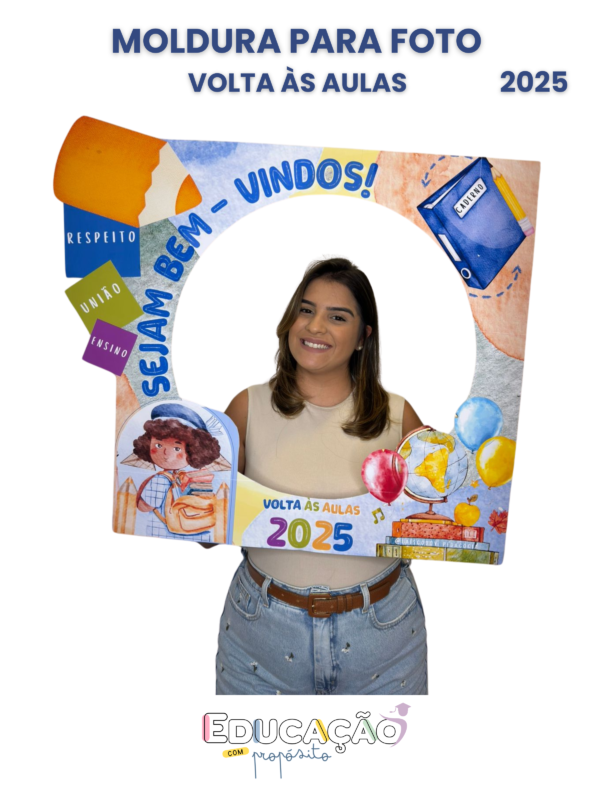 Moldura para Bambolê - Tema Volta às Aulas 2025 - Aquarela