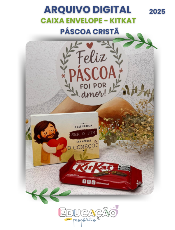 Caixa Envelope para KitKat – Páscoa Cristã 2025