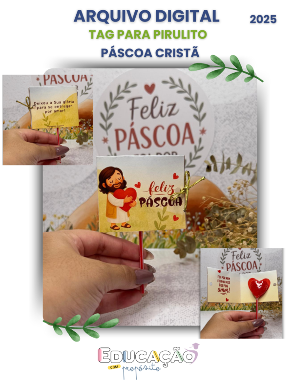 Tag para pirulito – Páscoa Cristã 2025