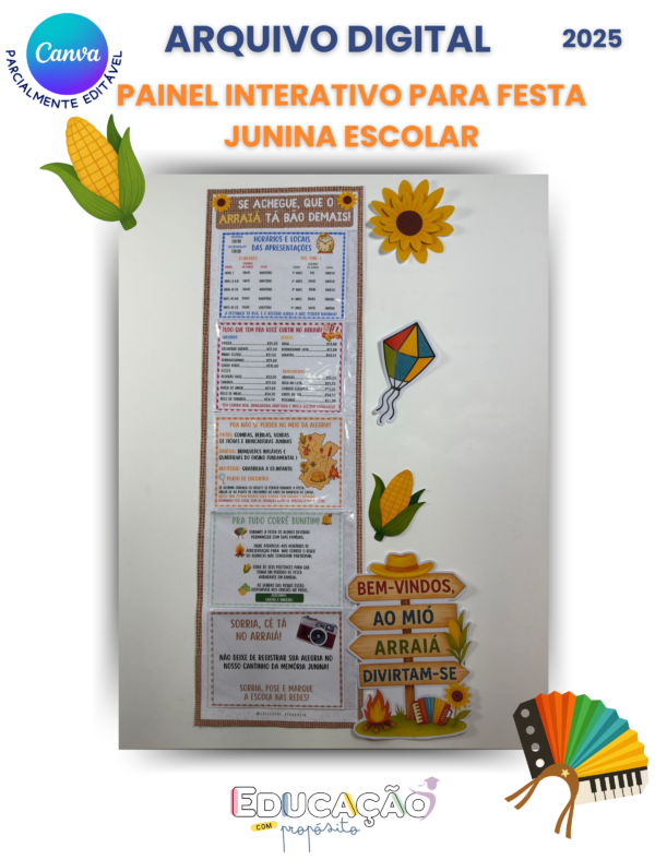 Painel Interativo - Organização para Festa Junina Escolar