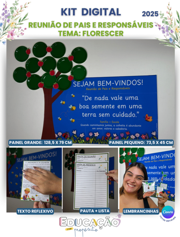 decoração de porta Volta às aulas - school (3) Kit de Reunião de Pais e Responsáveis – Florescer