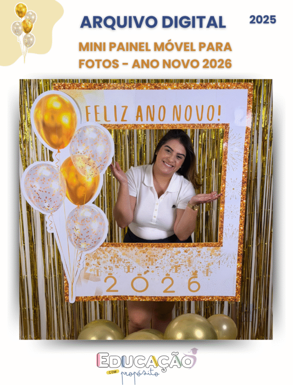 Modelo de Thumbnail - 1 Mini Painel Móvel para Fotos - Ano novo 2026