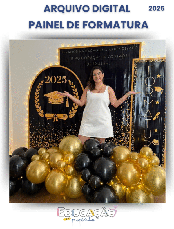 Painel de Formatura - Preto e Dourado 2025