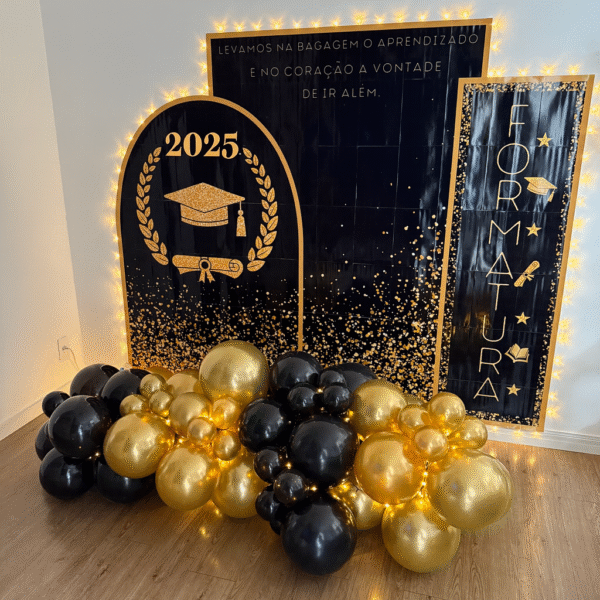 Painel de Formatura - Preto e Dourado 2025