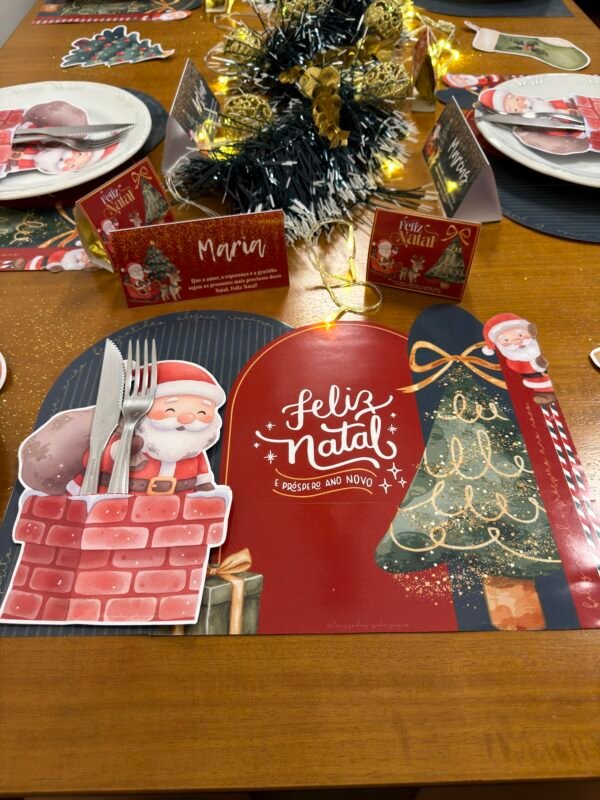 Kit Decorativo com Painel e Mesa Posta de Natal