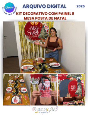 Kit Decorativo com Painel e Mesa Posta de Natal