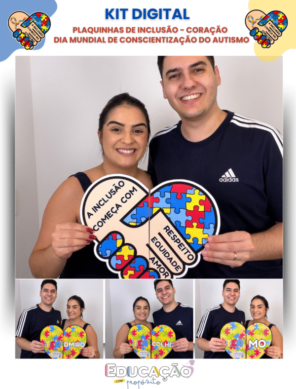 Plaquinhas de Inclusão - Coração | Autismo