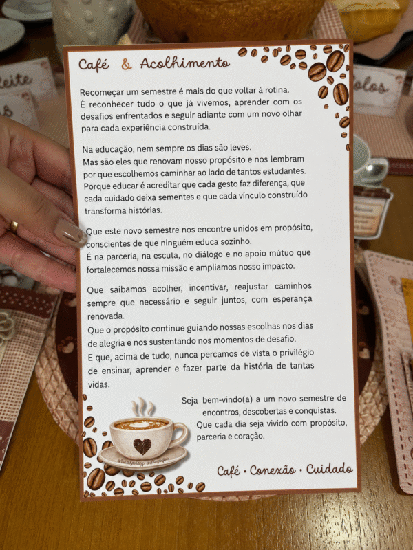 Cartinha atualizada Kit - Café e Acolhimento para Equipe