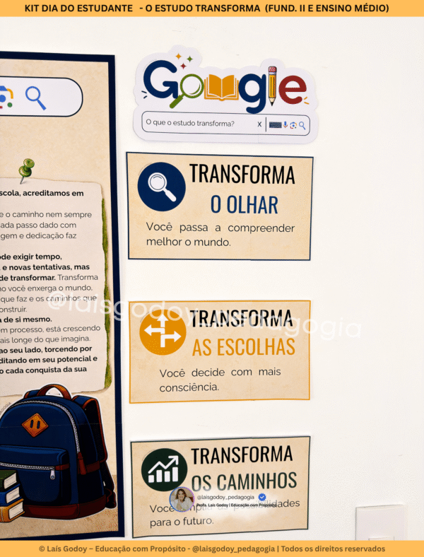 Kit  Dia do Estudante - O Estudo Transforma (Fund. II e Ensino Médio)